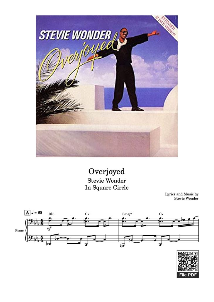 Page 1 of the piano sheet music PDF Piano – Overjoyed Piano-vocal by Stevie Wonder