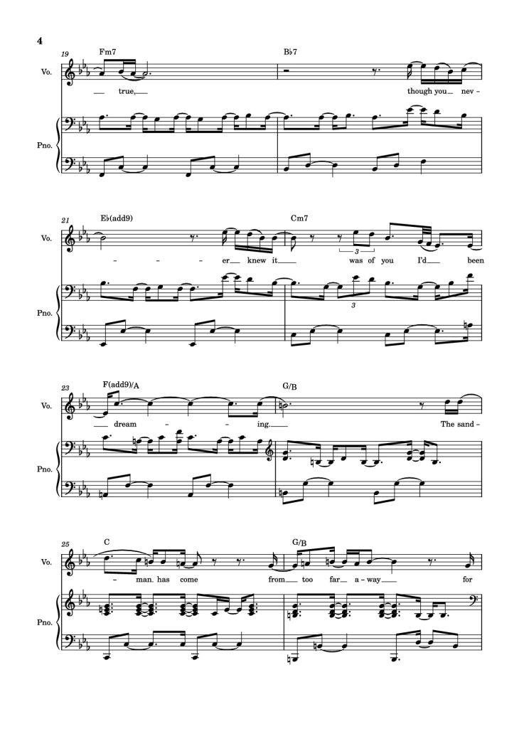 Page 4 of the piano sheet music PDF Piano – Overjoyed Piano-vocal by Stevie Wonder