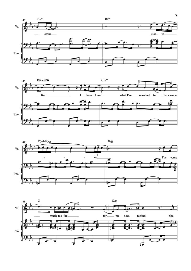 Page 7 of the piano sheet music PDF Piano – Overjoyed Piano-vocal by Stevie Wonder