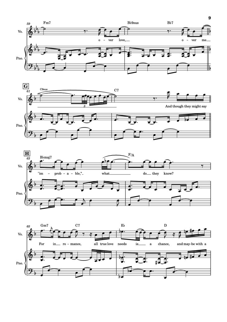 Page 9 of the piano sheet music PDF Piano – Overjoyed Piano-vocal by Stevie Wonder