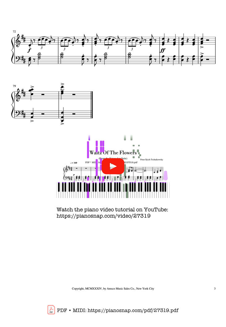 Page 3 of the piano sheet music PDF Piano – Waltz Of The Flowers Piano by Peter Ilyich Tschaikowsky