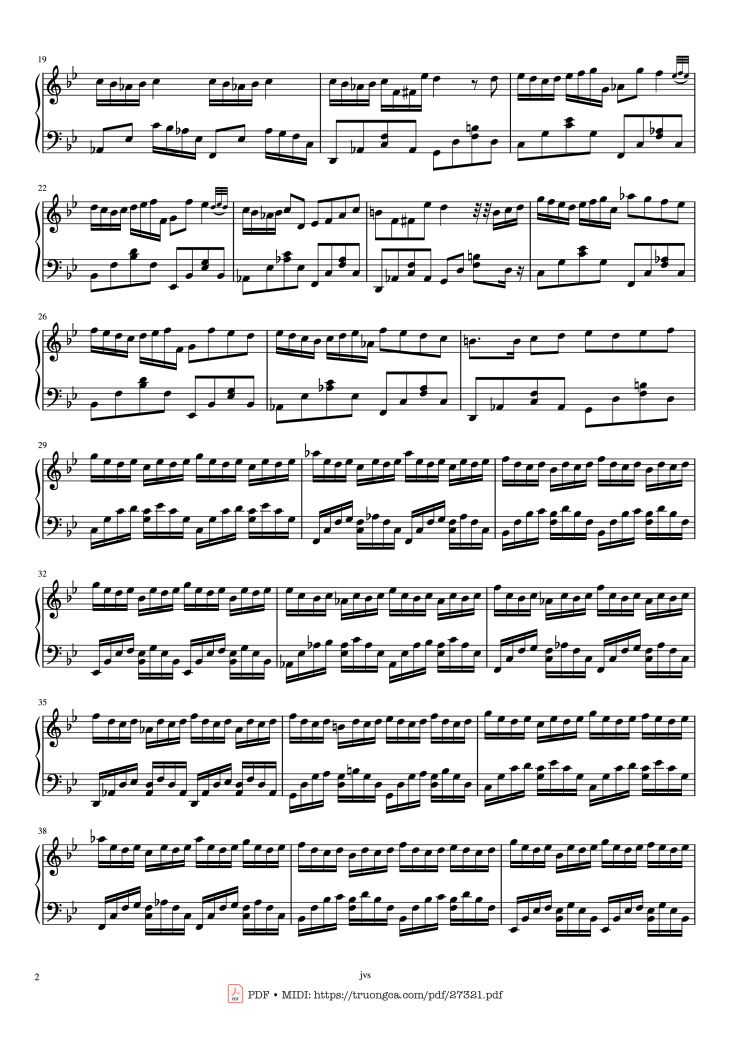 Page 2 of the piano sheet music PDF Piano – G minor Piano by J.S. Bach
