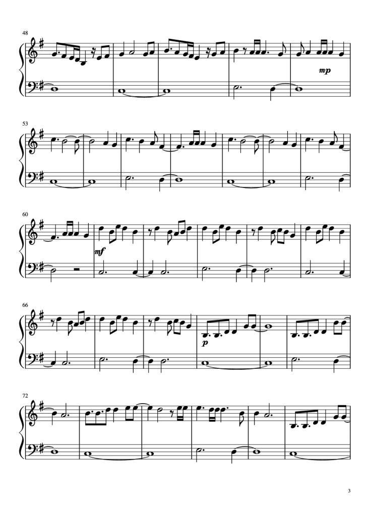 Page 3 of the piano sheet music PDF Piano – Martin Garrix Piano by Editing: jnmusic