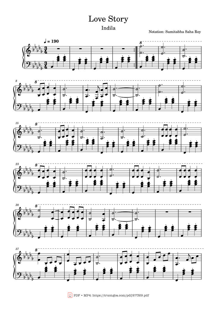 Page 1 of the piano sheet music PDF Piano – Love Story Piano by Adila Sedraïa