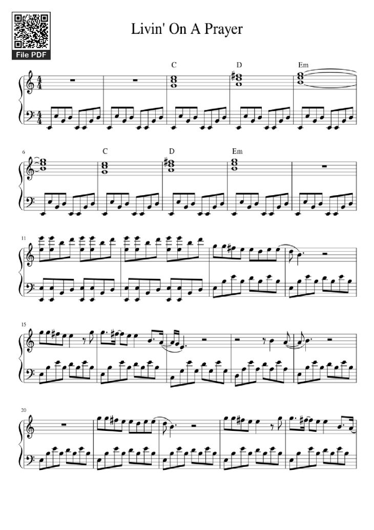 Page 1 of the piano sheet music PDF Piano – Livin