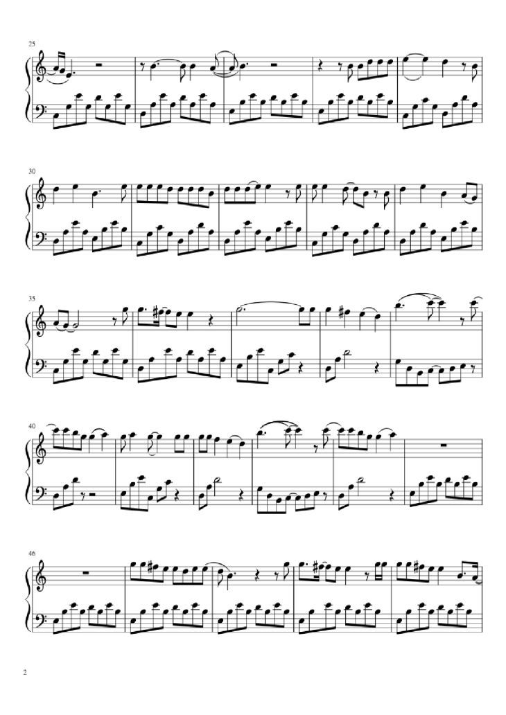 Page 2 of the piano sheet music PDF Piano – Livin