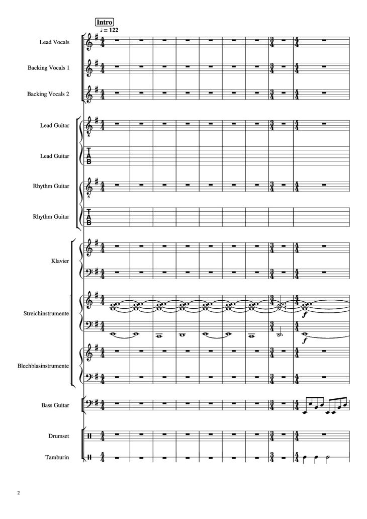 Page 2 of the piano sheet music PDF Piano Guitar Tab – Livin