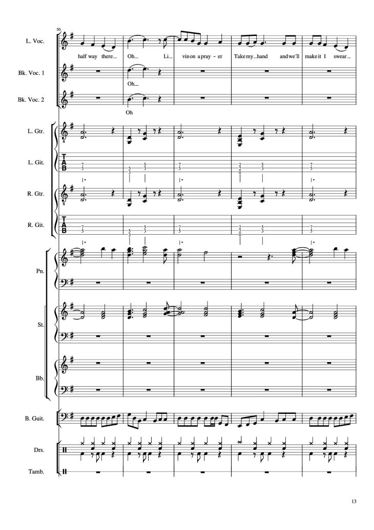 Page 13 of the piano sheet music PDF Piano Guitar Tab – Livin