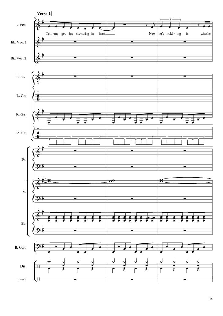 Page 15 of the piano sheet music PDF Piano Guitar Tab – Livin