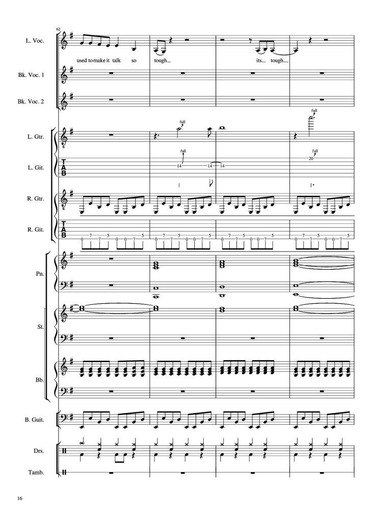 Page 16 of the piano sheet music PDF Piano Guitar Tab – Livin