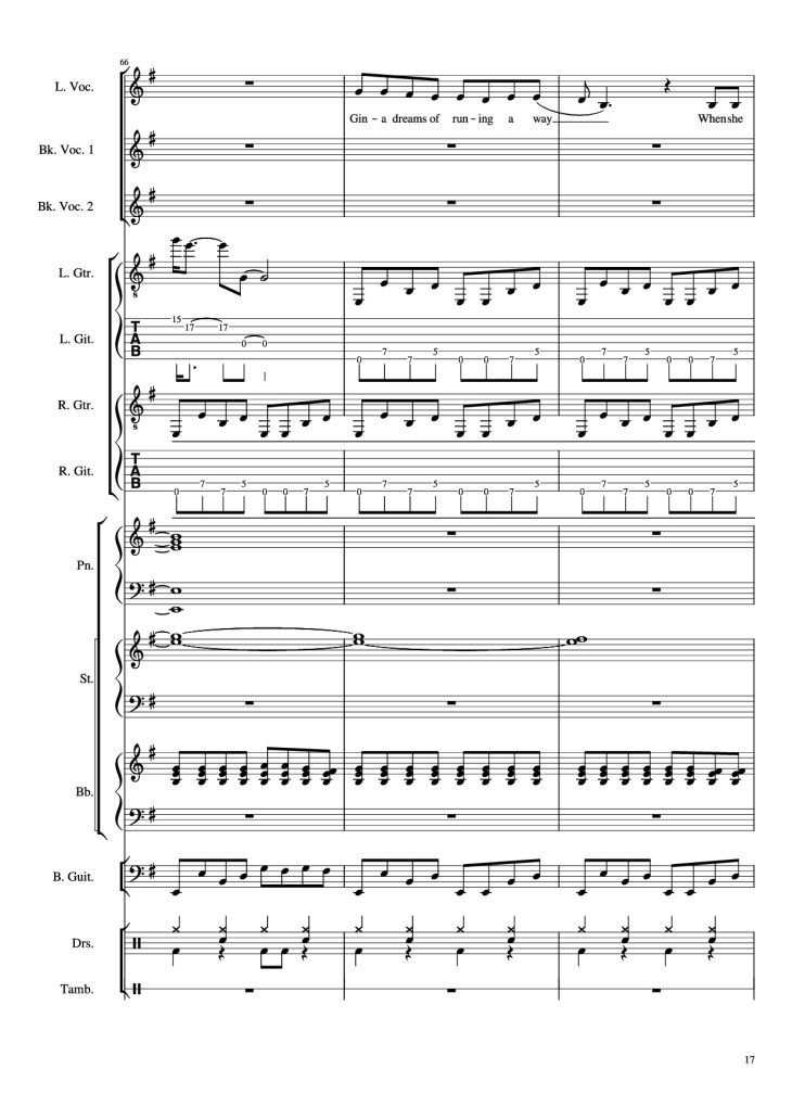 Page 17 of the piano sheet music PDF Piano Guitar Tab – Livin