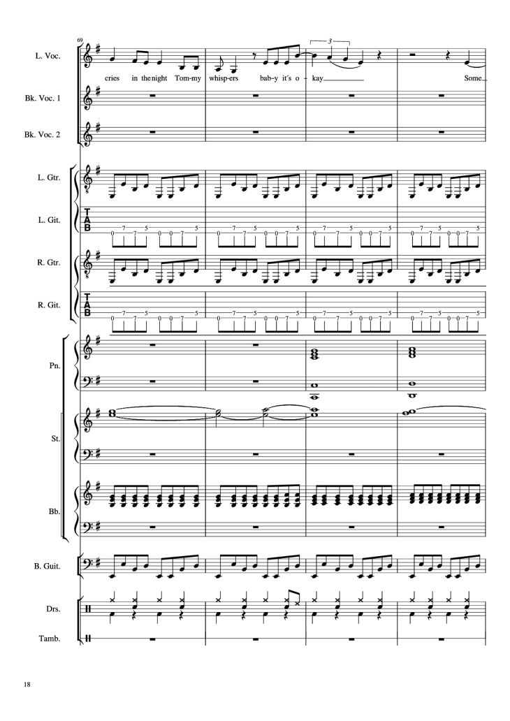 Page 18 of the piano sheet music PDF Piano Guitar Tab – Livin
