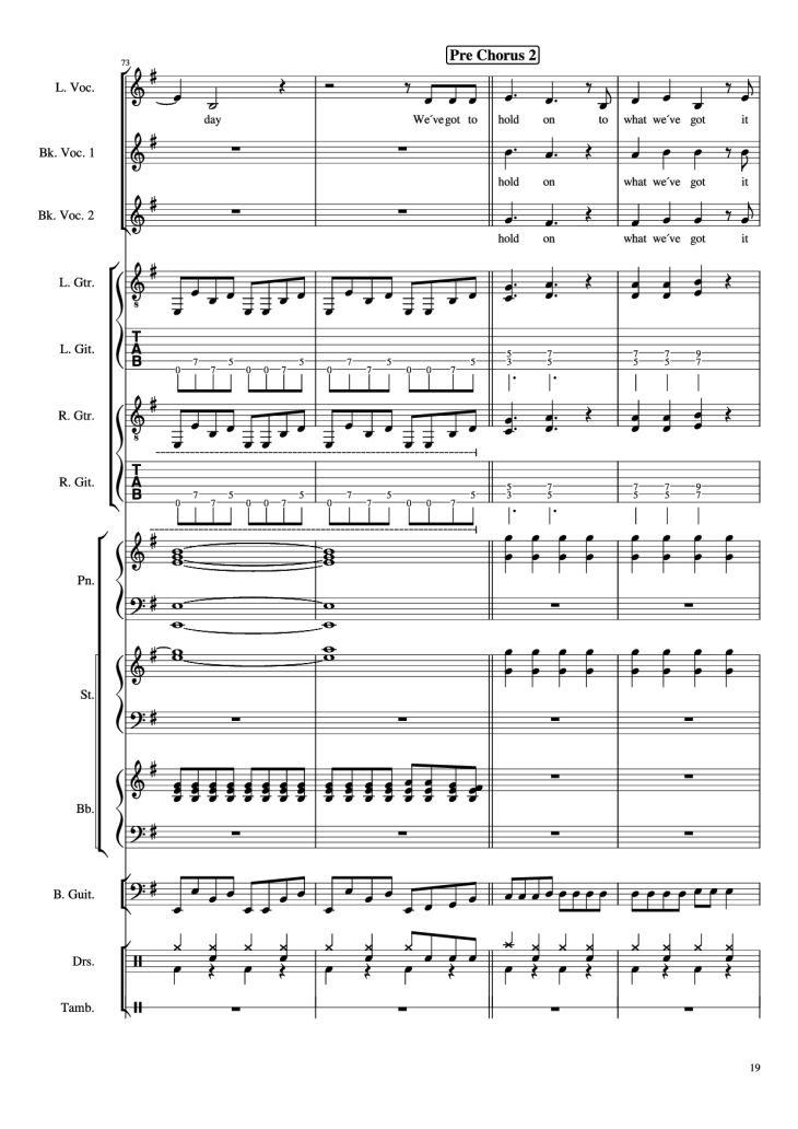 Page 19 of the piano sheet music PDF Piano Guitar Tab – Livin