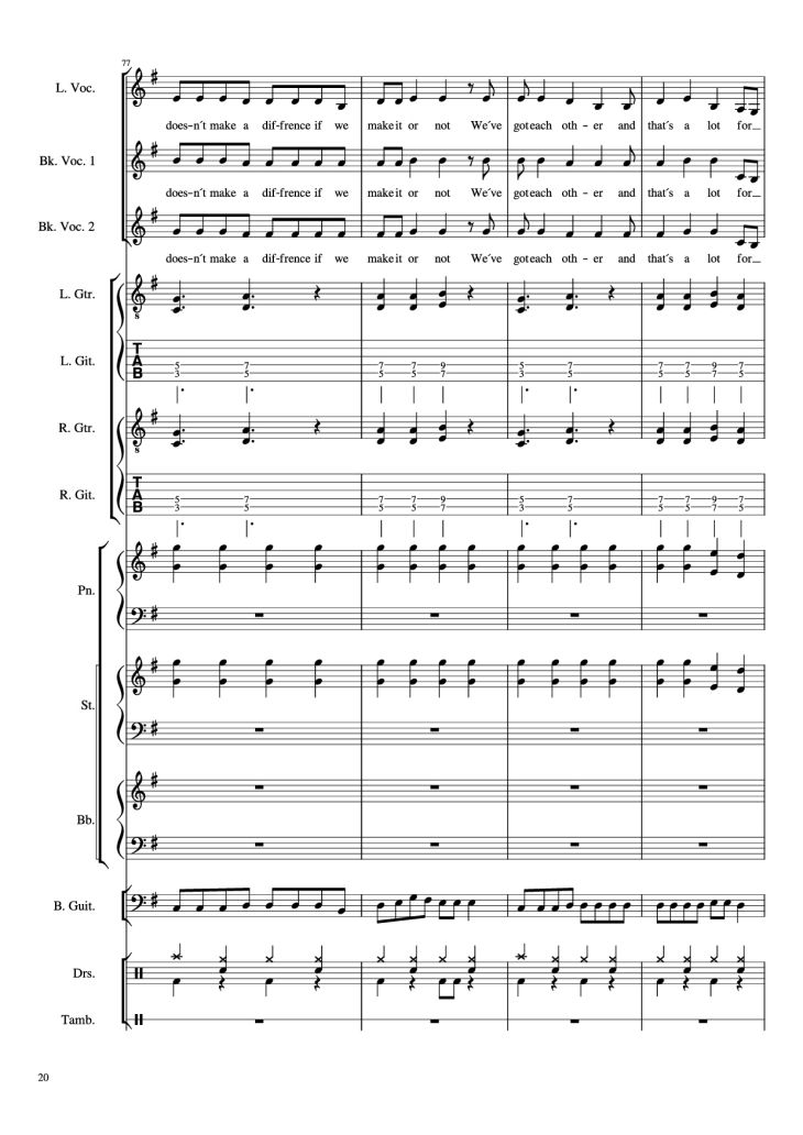 Page 20 of the piano sheet music PDF Piano Guitar Tab – Livin