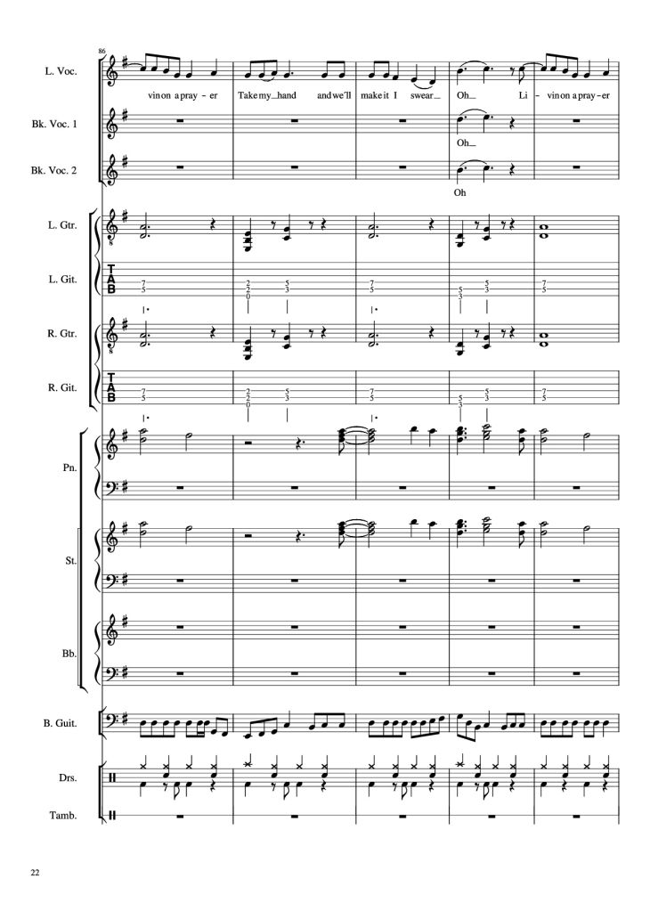 Page 22 of the piano sheet music PDF Piano Guitar Tab – Livin