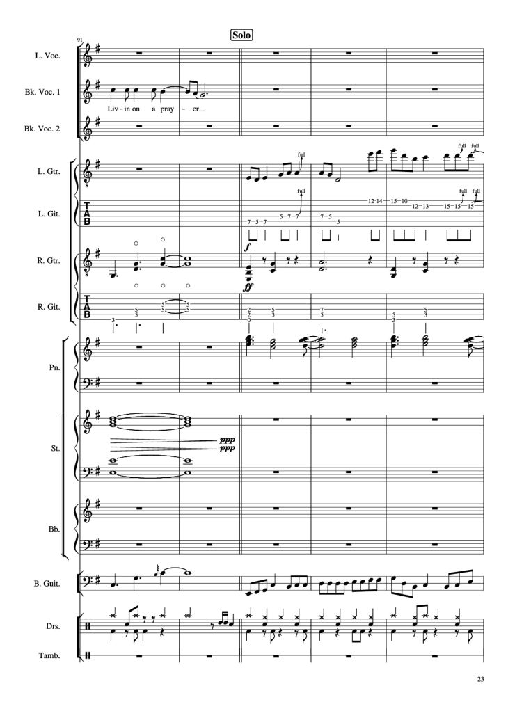 Page 23 of the piano sheet music PDF Piano Guitar Tab – Livin