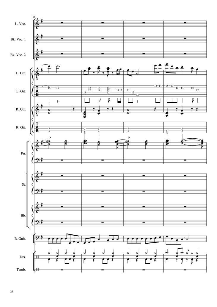Page 24 of the piano sheet music PDF Piano Guitar Tab – Livin