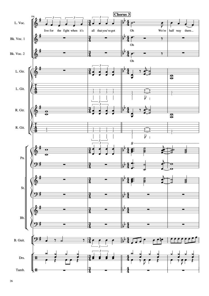 Page 26 of the piano sheet music PDF Piano Guitar Tab – Livin