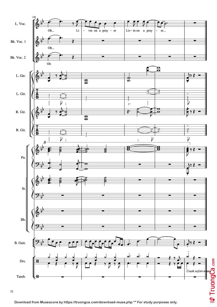 Page 32 of the piano sheet music PDF Piano Guitar Tab – Livin