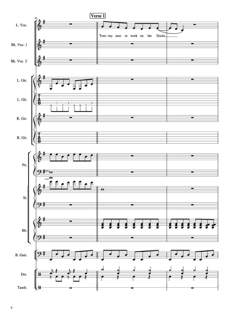 Page 6 of the piano sheet music PDF Piano Guitar Tab – Livin