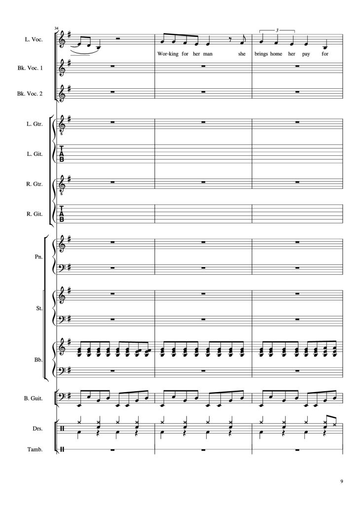 Page 9 of the piano sheet music PDF Piano Guitar Tab – Livin