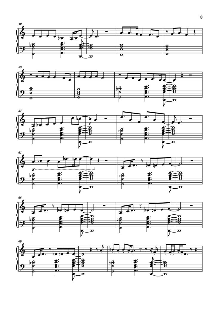 Page 3 of the piano sheet music PDF Piano – Stronger Than Me Piano by Undefined