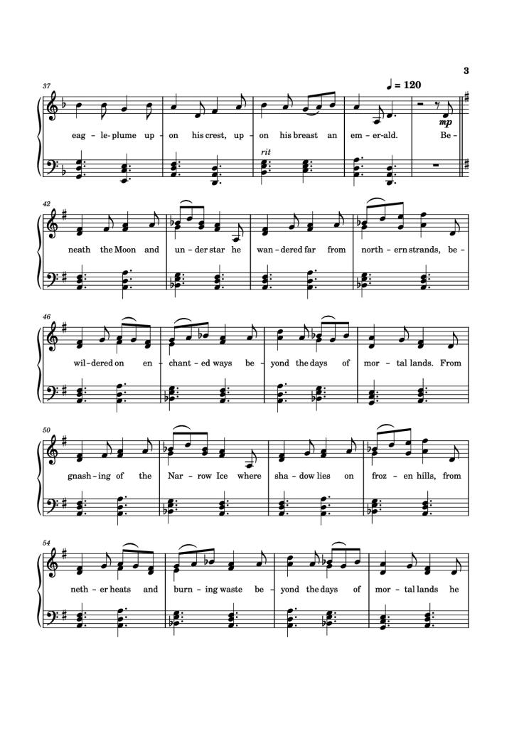 Page 3 of the piano sheet music PDF – The Tale of Eärendel Piano by Music Bee