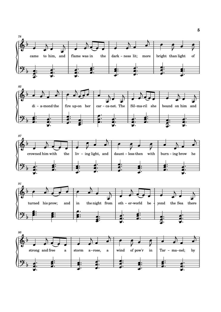 Page 5 of the piano sheet music PDF – The Tale of Eärendel Piano by Music Bee