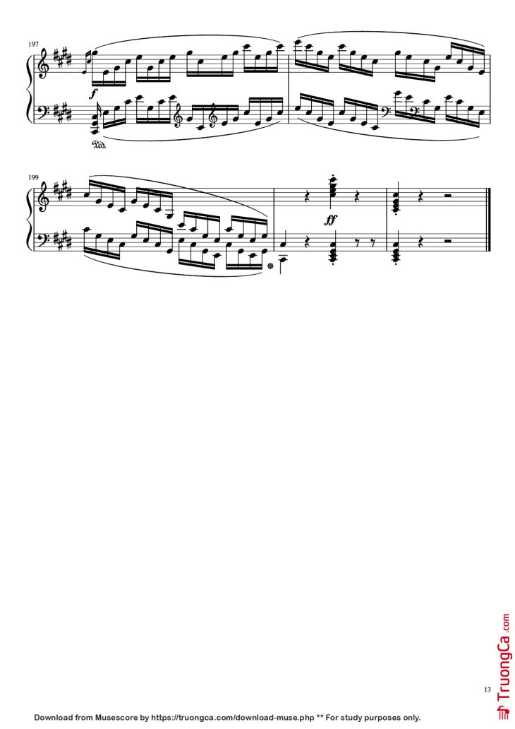 Page 13 of the piano sheet music PDF Piano – Sonata in C# Minor, Moonlight Piano by LUDWIG VAN BEETHOVEN