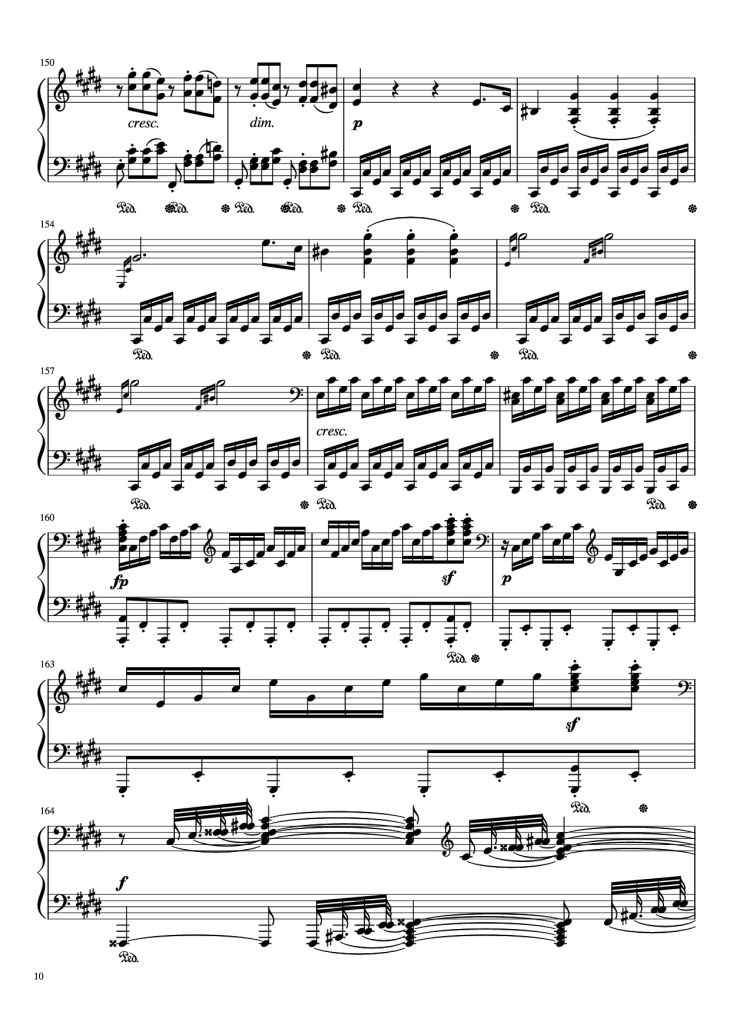 Page 10 of the piano sheet music PDF Piano – Sonata in C# Minor, Moonlight Piano by LUDWIG VAN BEETHOVEN