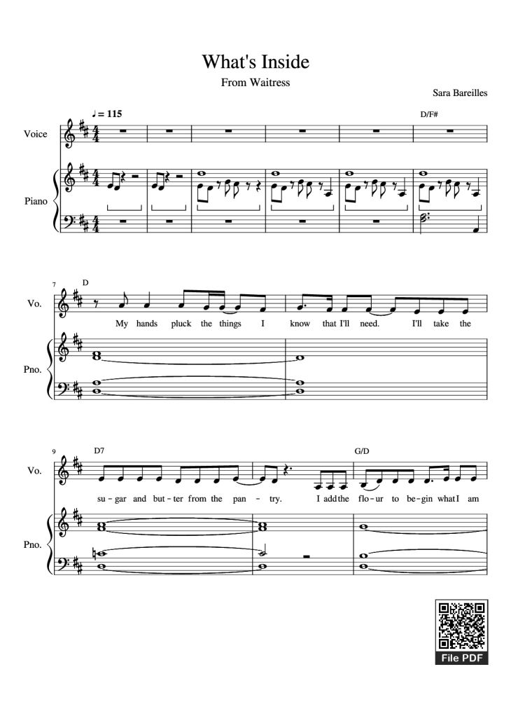 Page 1 of the piano sheet music PDF Piano – What
