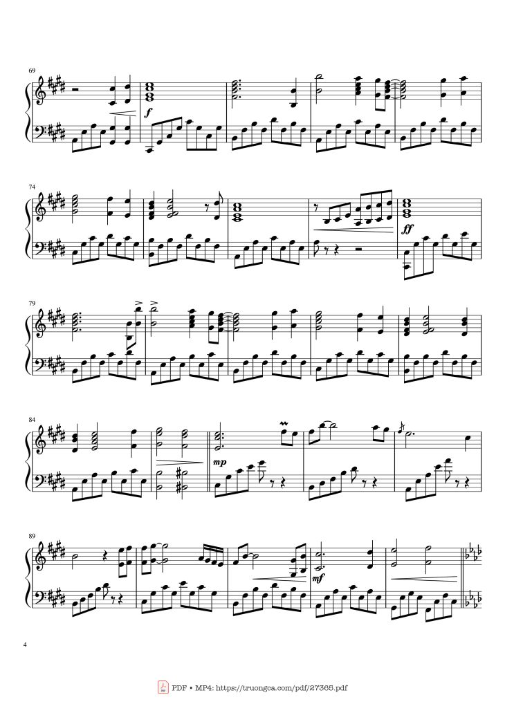 Page 4 of the piano sheet music PDF Piano – My Heart Will Go On Piano by Céline Dion