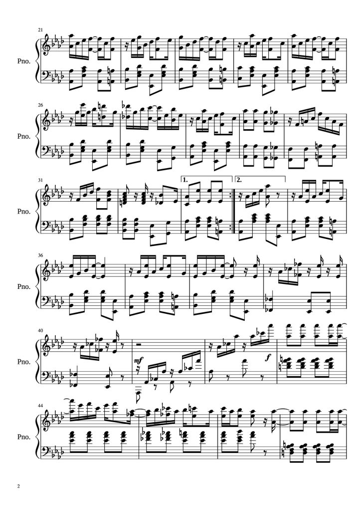 Page 2 of the piano sheet music PDF Piano – Maple Leaf Rag Piano by Scott Joplin