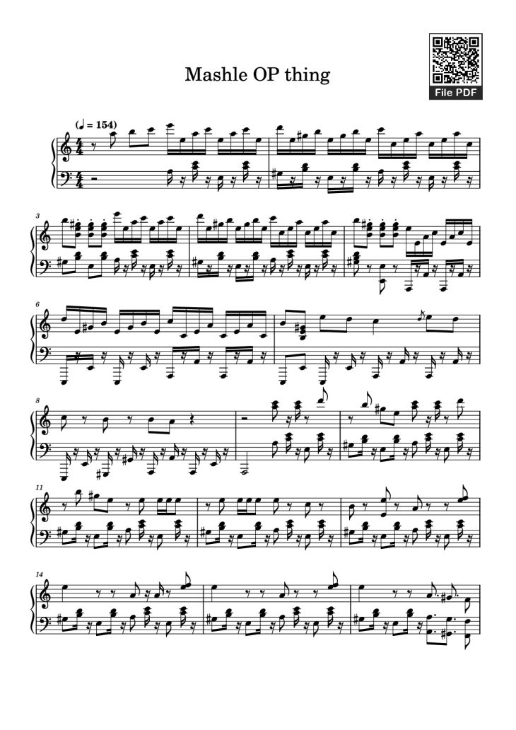 Page 1 of the piano sheet music PDF Piano – Mashle OP thing Piano by Undefined