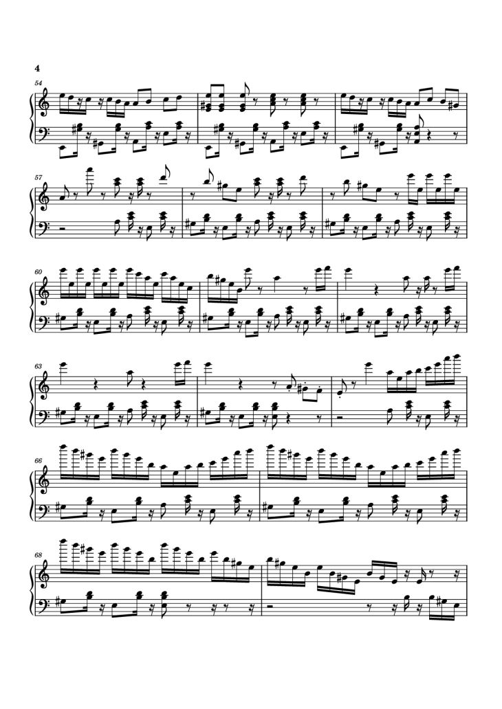 Page 4 of the piano sheet music PDF Piano – Mashle OP thing Piano by Undefined