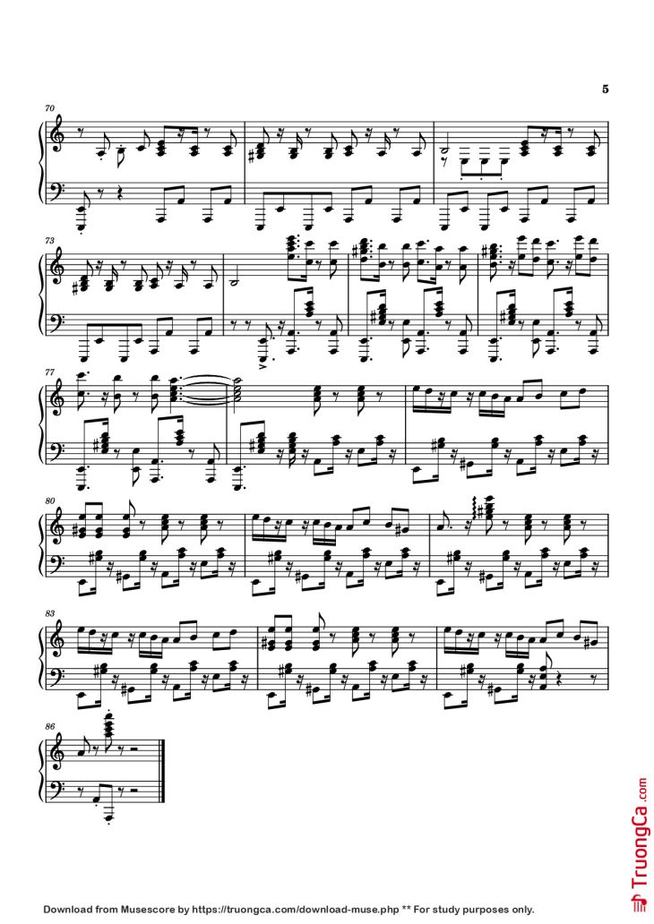 Page 5 of the piano sheet music PDF Piano – Mashle OP thing Piano by Undefined