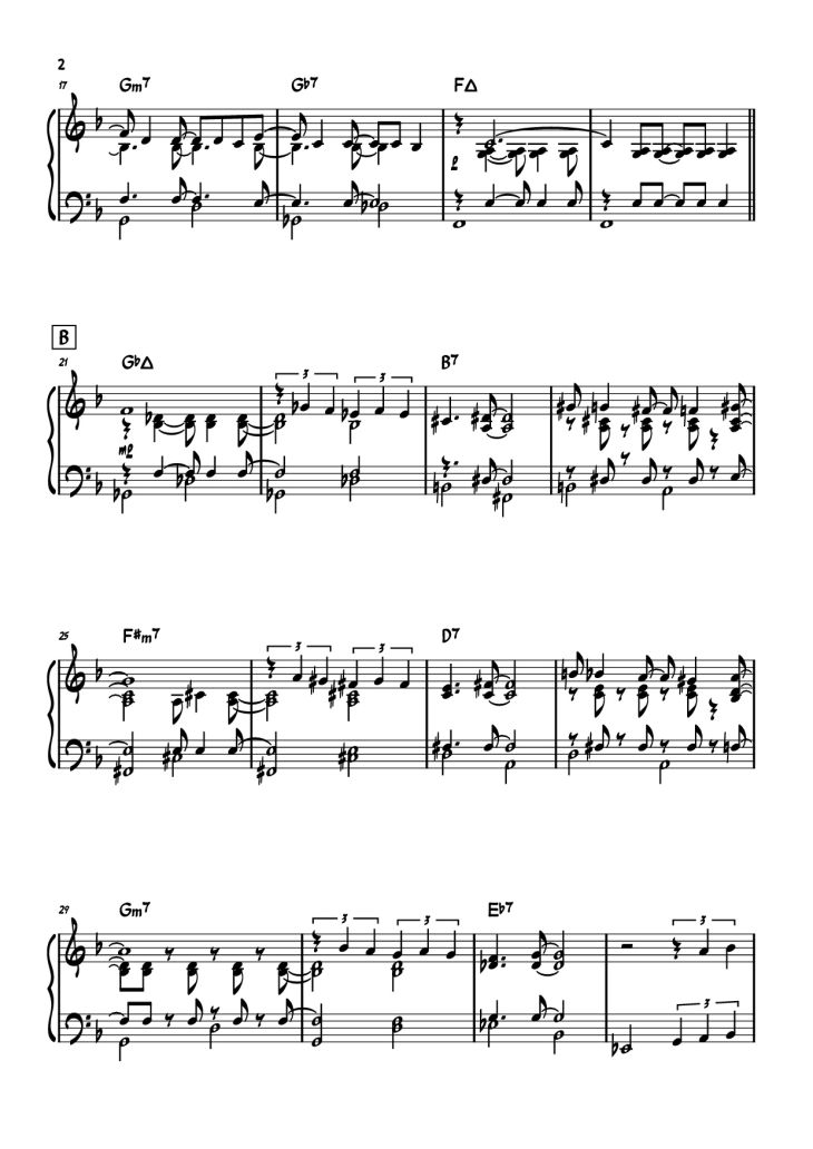 Page 2 of the piano sheet music PDF Piano – The Girl From Ipanema Piano by Written by
