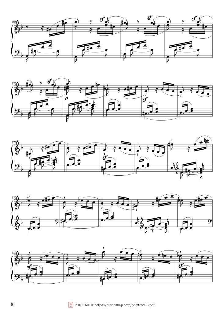 Page 8 of the piano sheet music PDF Piano – Sonate No. 17, Tempest (3rd Movement) by Beethoven