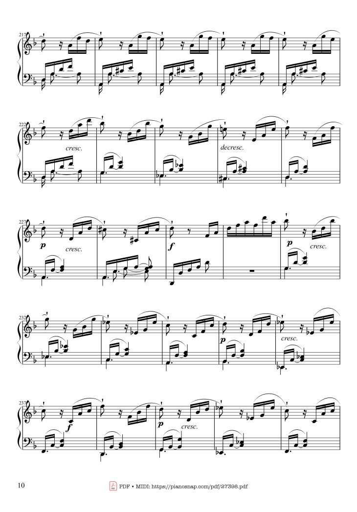 Page 10 of the piano sheet music PDF Piano – Sonate No. 17, Tempest (3rd Movement) by Beethoven