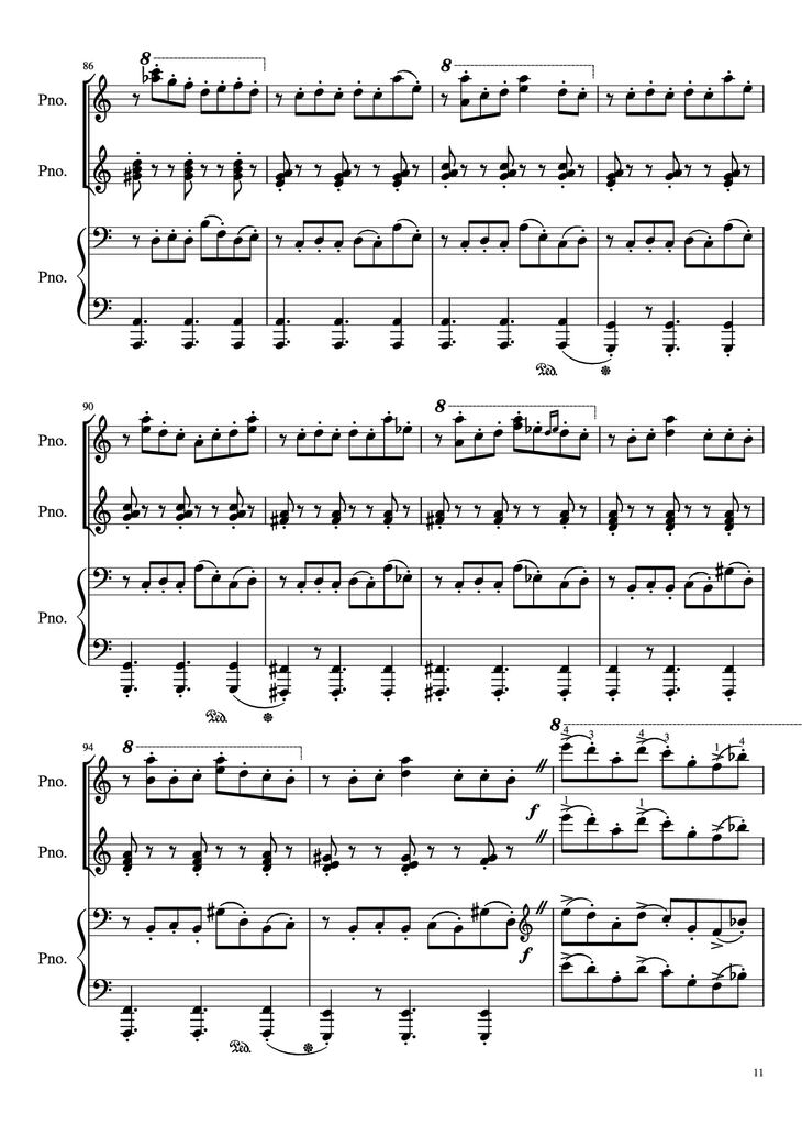 Page 11 of the piano sheet music PDF Piano – Libertango (piano duet) by Astor Piazzolla