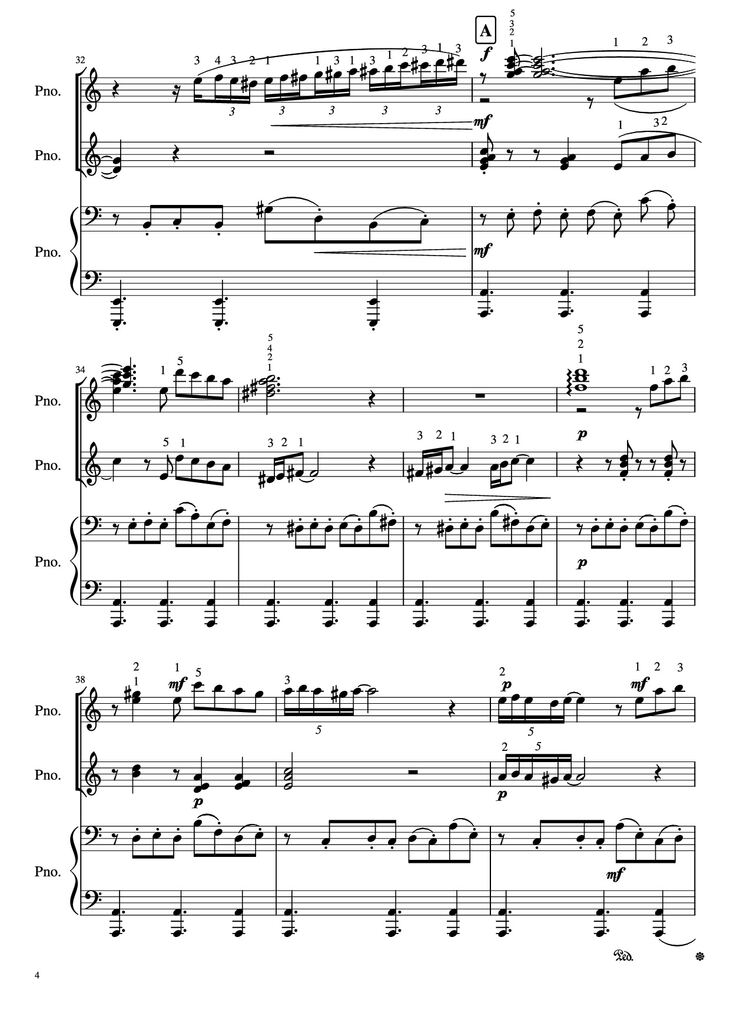 Page 4 of the piano sheet music PDF Piano – Libertango (piano duet) by Astor Piazzolla
