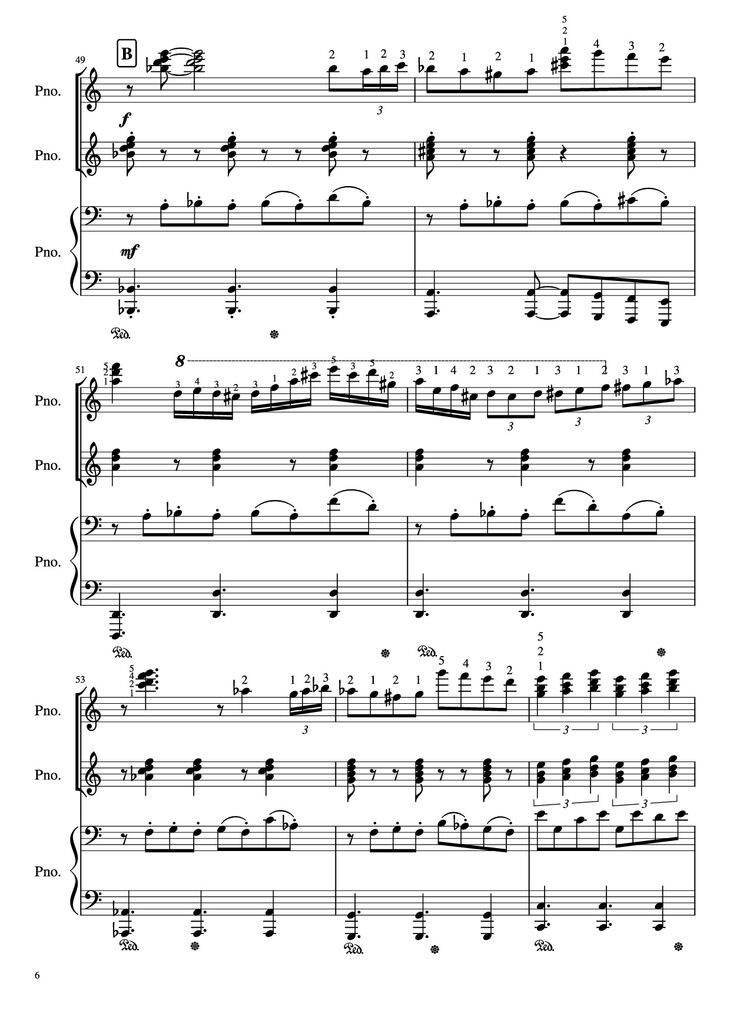 Page 6 of the piano sheet music PDF Piano – Libertango (piano duet) by Astor Piazzolla