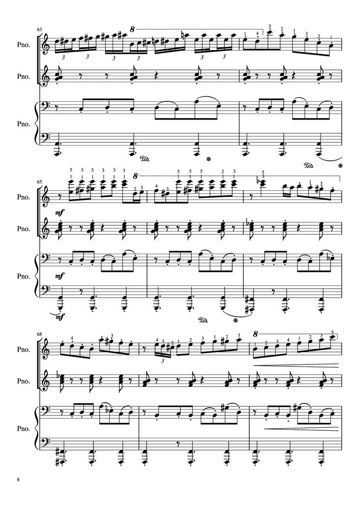 Page 8 of the piano sheet music PDF Piano – Libertango (piano duet) by Astor Piazzolla