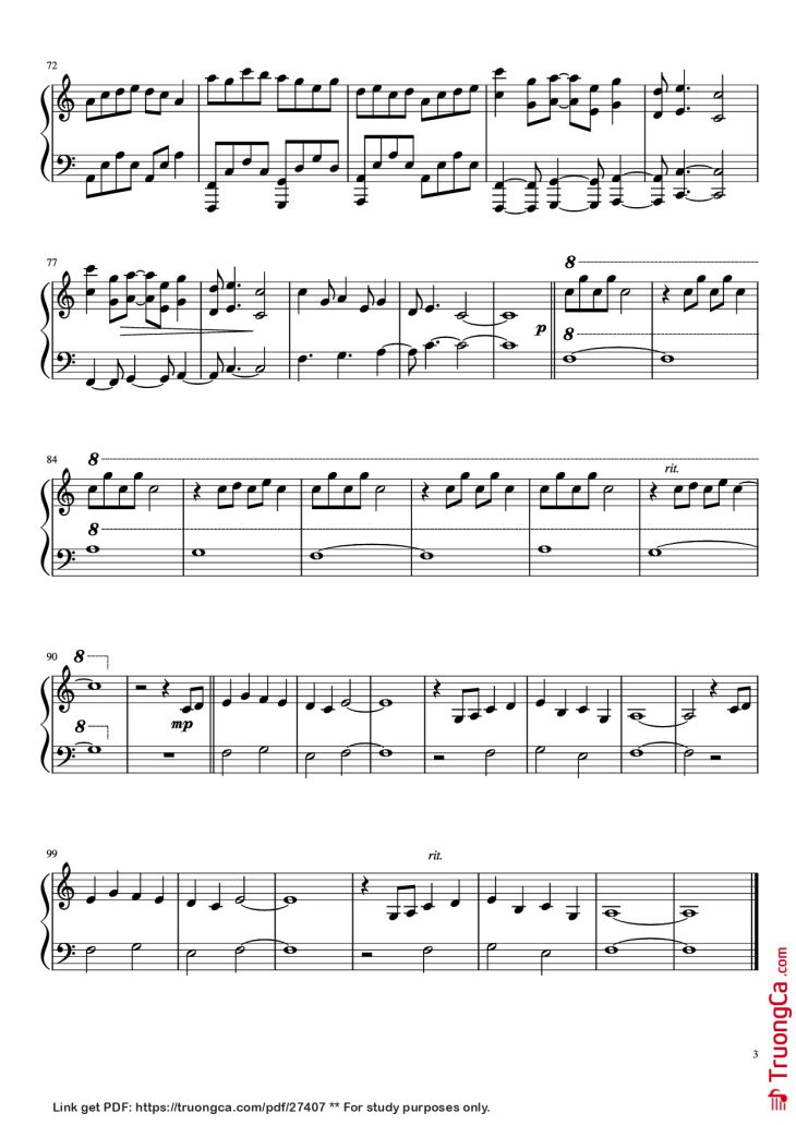 Page 3 of the piano sheet music PDF Piano – Date 2 & Mitsuha