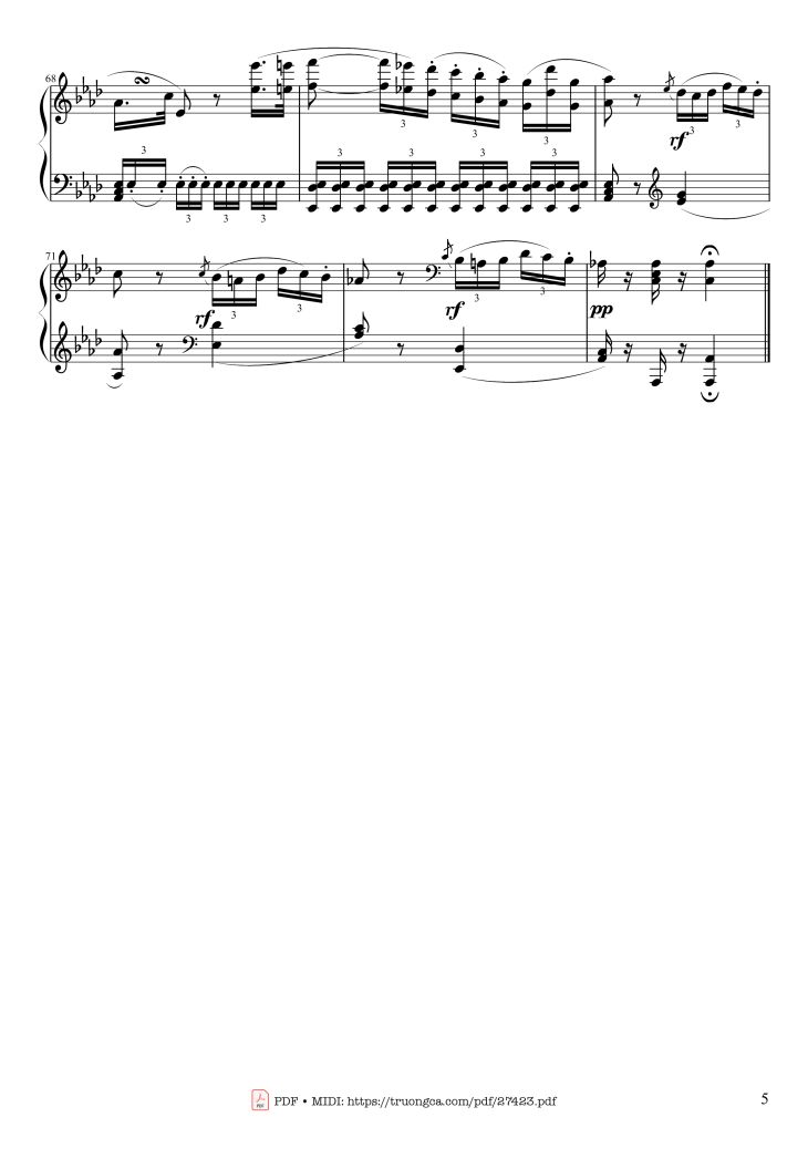 Page 5 of the piano sheet music PDF Piano – Sonate No. 8, Pathétique Piano by Ludwig van Beethoven
