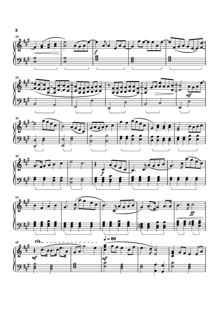 Page 2 of the piano sheet music PDF Piano – Attack on Titan S4 ED - Akuma no Ko Piano by Arranged by Vincent DeArth-Pendley