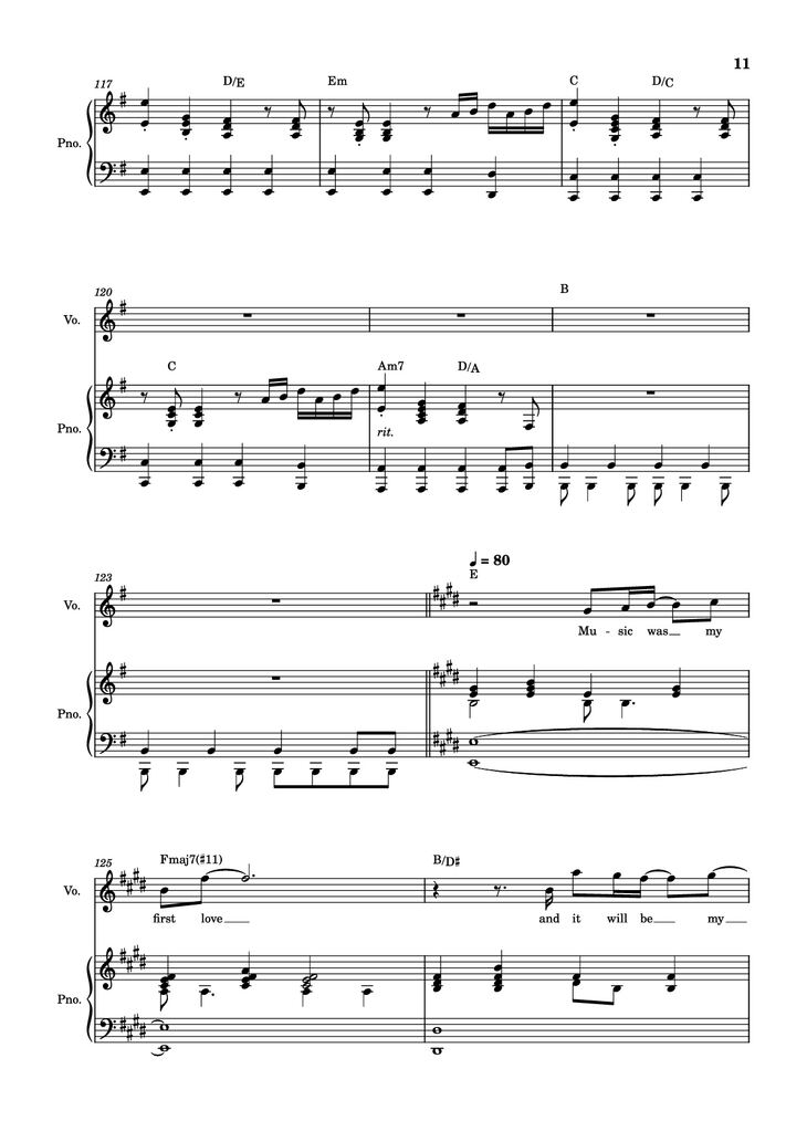 Page 11 of the piano sheet music PDF Piano – score-ac10da829c3a45c6064f733a05b3831e Piano by Undefined