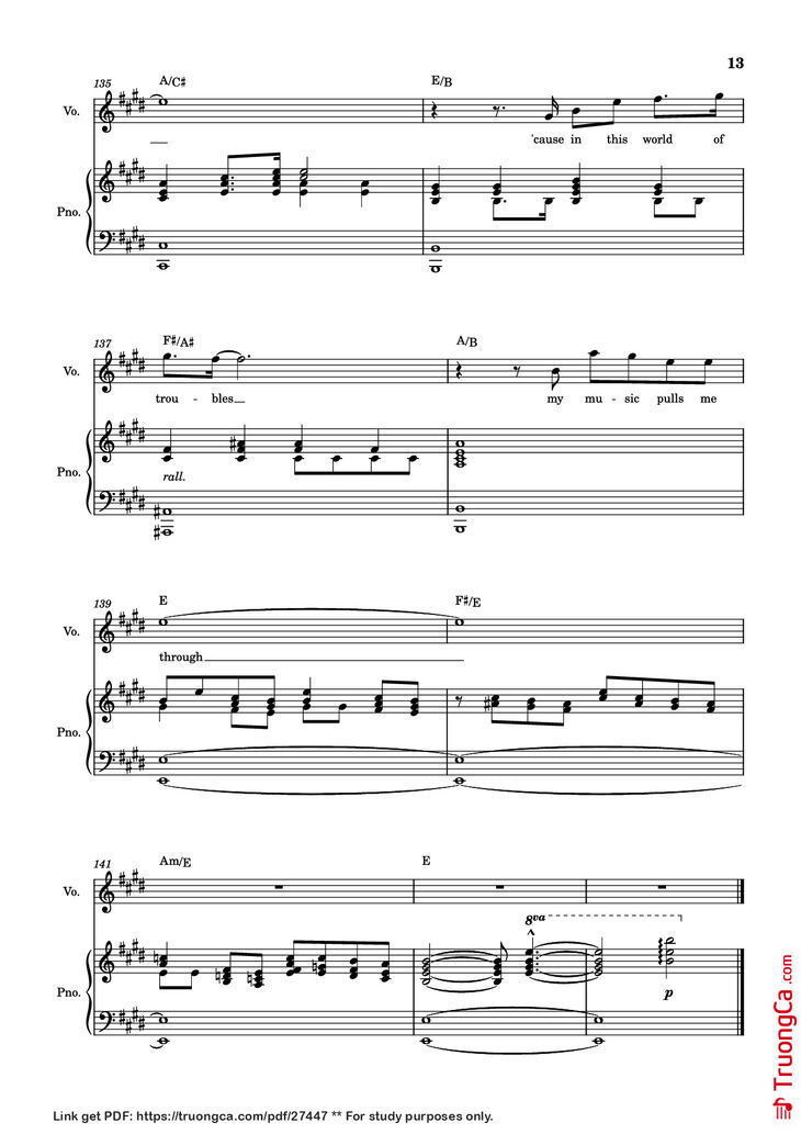 Page 13 of the piano sheet music PDF Piano – score-ac10da829c3a45c6064f733a05b3831e Piano by Undefined