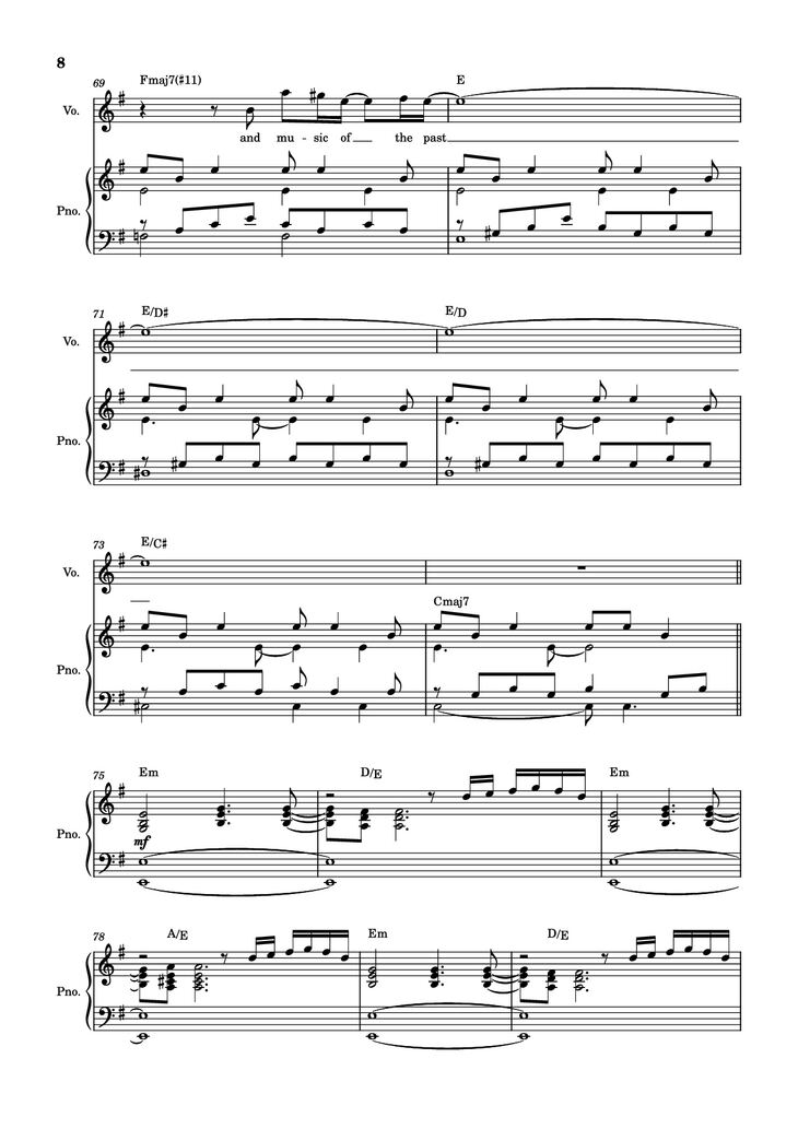 Page 8 of the piano sheet music PDF Piano – score-ac10da829c3a45c6064f733a05b3831e Piano by Undefined