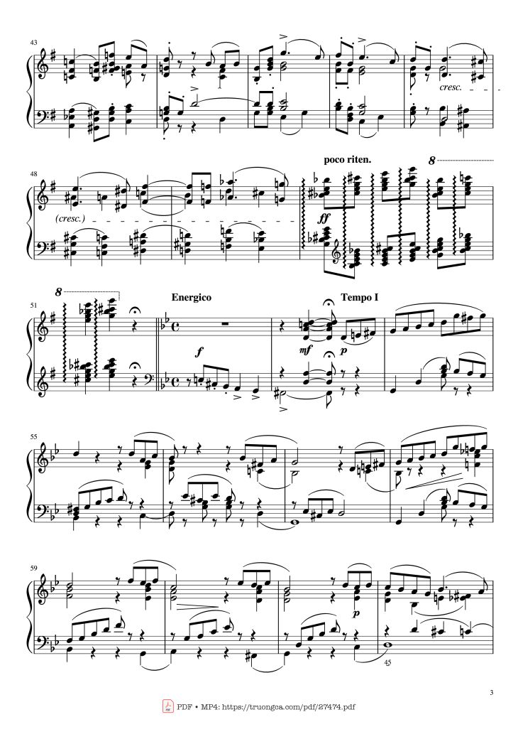 Page 3 of the piano sheet music PDF Piano – The Seasons, Op. 37a, June, Barcarolle, Tchaikovsky by Pyotr Ilyich Tchaikovsky